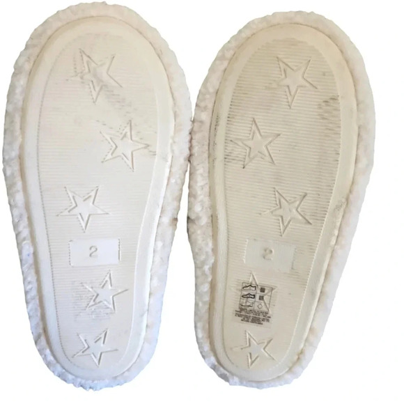 GIRLS REINDEER CHRISTMAS SLIPPERS SLIP-ON SZ US 3 SPARKLE GOLD ANTLERS SOFT - Picture 4 of 5